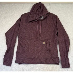 Carhartt‎ Newberry Hoodie Womens XS Relaxed Fit Maroon French Terry Pullover thumbnail 1