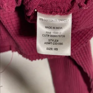 Altard State Womens Waffle Cropped Thermal Top Shirt Red Xs Oversized thumbnail 4