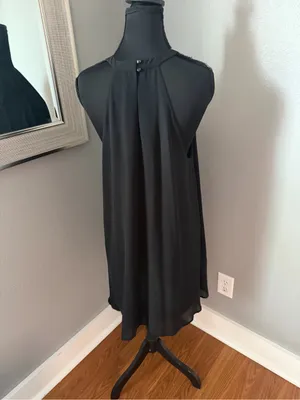 ASTR The Label High Neck Trapeze Black Chiffon Mini Dress Whimsygoth Medium thumbnail 4