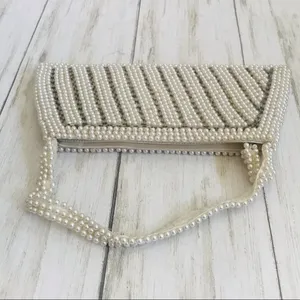 White Faux Pearl Bridal Bag Vintage thumbnail 3