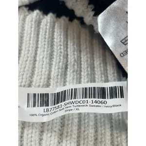Quince Organic Cotton Striped Turtleneck Sweater Ivory Black Oversized XL thumbnail 8