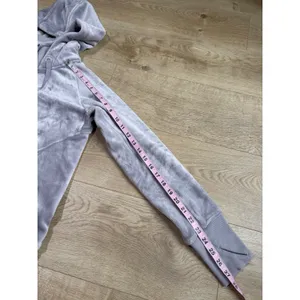 EUC ATHLETA Jacket Womens Gray Velour Triumph Double Cozy Gray Hoodie size M thumbnail 7