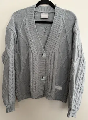 Taylor Swift The Tortured Poets Department Gray Button Down Cardigan Size M/L thumbnail 1