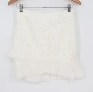 Naked Wardrobe The Statement White Sequin Lace Pleated Ruffle Mini thumbnail 1