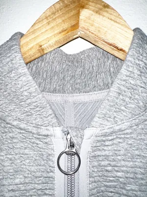 Lululemon On Repeat Heatered Core Light Gray Zip-Up Bomber Jacket thumbnail 5