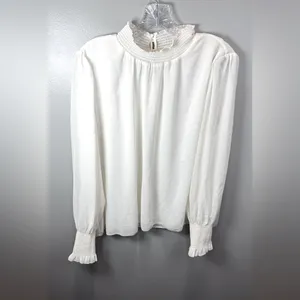 Aritzia Wilfred Women's Valencia Mock Neck‎ Blouse Top Light Birch Size Large thumbnail 2