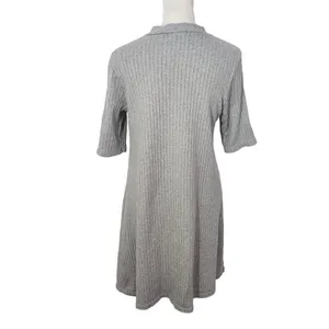 Uniqlo Gray Mock Turtleneck Ribbed Knit Dress Size Medium Gray Mini Dress thumbnail 2
