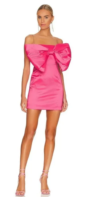NWT Nookie Strapless Reese Bow Mini Dress‎ in Pink Sz XS $289 thumbnail 1