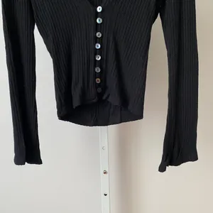 Reformation XS Black Cardigan Ribbed Knit V-Neck Button Front Top Tencel Modal thumbnail 3
