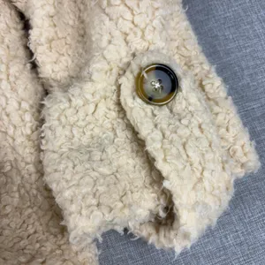 Free People Jacket Womens Large White Sherpa Button Front Collared Lined Cozy thumbnail 11