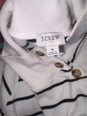 J.Crew $98 Woman’s S striped Wide Button mock neck button top Sweater Tunic thumbnail 2
