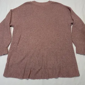 American Eagle Women's Small Dusty Rose V Neck Waffle Knit Sweater thumbnail 8