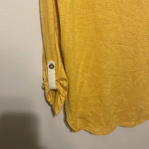Anthropologie Akemi + Kin sylvie‎ pointelle yellow roll sleeve Size Medium thumbnail 6