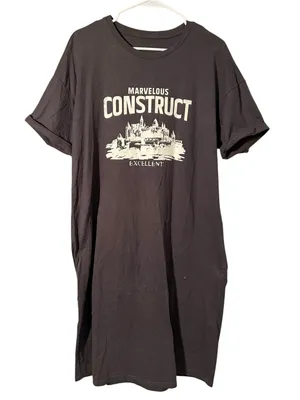 Dazy Women's Size XL Midi T-Shirt Dress Dark Gray White‎ Marvelous Construct thumbnail 1