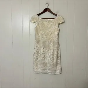 Vintage 90s Scott McClintock Petites Lace Gold Iridescent Bridal Dress 8 Wedding thumbnail 6