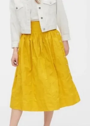 GAP Embroidered Pintuck Pleated Poplin Midi Skirt 2 With pockets‎ C26 thumbnail 1