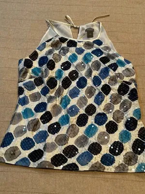 Ann Taylor Blue, Navy and Gray Sequin Halter Camisole thumbnail 1