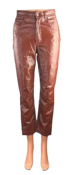 Abercrombie & Fitch Curve Love Faux Vegan Leather Straight Trousers Pants Sz 25 thumbnail 1