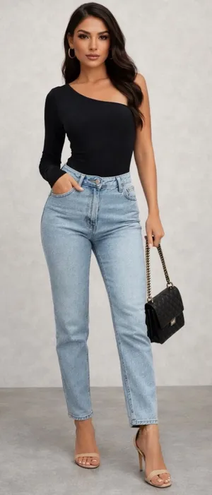 SHEIN Black One Shoulder Bodysuit Medium thumbnail 1