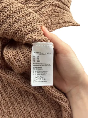 American Eagle Oversized Shaker Stitch Cardigan Sweater Mauve Taupe XXS Pockets thumbnail 7