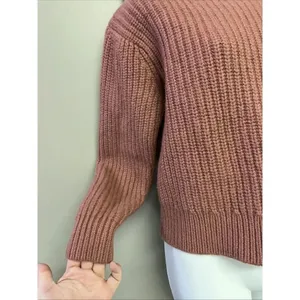 Wilfred Free Aritzia Cable Knit Crew Neck Wool Long Sleeve Sweater Mauve EUC thumbnail 4
