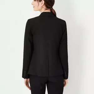 Ann Taylor Black Virgin Wool Blend Blazer Jacket Size 8 thumbnail 2