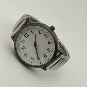 Silver Tone White Dial Stainless Steel Watch Expansion Band Working thumbnail 5