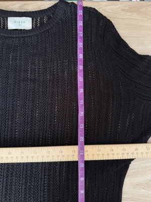 Dissh XXL Estella Long Sleeve Top Black Open Knit Gothic Whimsicgoth Emo Crew thumbnail 6