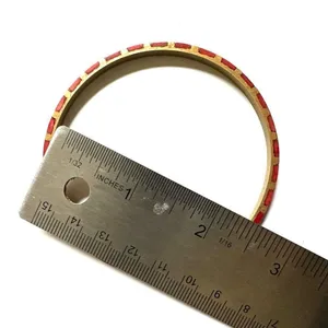 Red and gold tone vintage bangle bracelet thumbnail 5