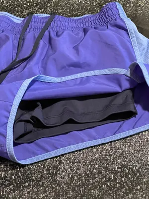 Womens M Nike Dri Fit Athletic Running Shorts w/Biker Shorts- Purple thumbnail 6