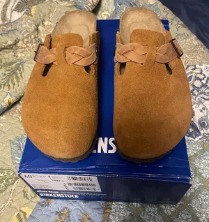 Birkenstock Mink Suede Boston Braided Clogs thumbnail 1