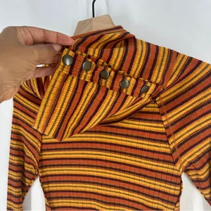 FREE PEOPLE Cape Cod‎ Thermal Striped Ribbed Cowl Neck Size M thumbnail 5