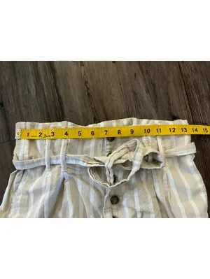 Abercrombie & Fitch High Rise Stripe Beige Belted Shorts S thumbnail 4