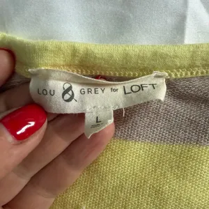 Lou & Grey for LOFT Women Yellow Grey Striped Knit Long Sleeve Sweater Large thumbnail 3