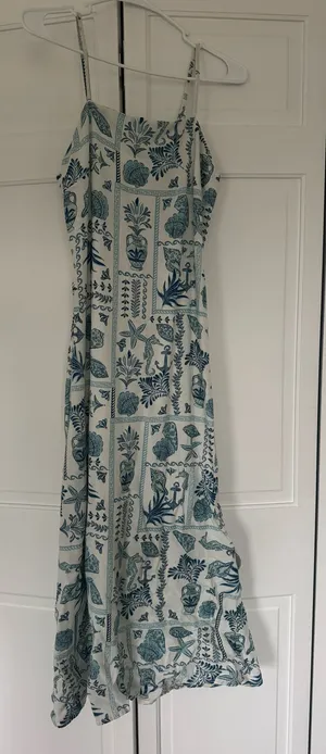 Japna Long Maxi Dress Seashell Nautical Blue size Small A Line thumbnail 1
