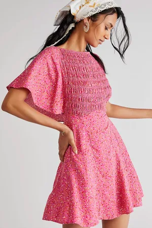 Free People Florence Floral Smocked Flutter Sleeve Mini Dress Size Small thumbnail 1