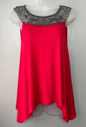 Willi Smith Whimsigoth Sleeveless Top Size Medium Red Going Out Tank Asymmetrical Fairy Chic thumbnail 1