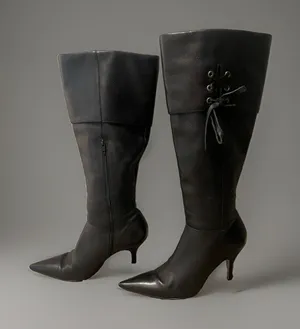 matisse boots 8.5 Knee High Corset Detail Pointy Toe Zipper Closure Blk Leather thumbnail 1