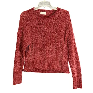 Altard State Women Size Medium Chenille Knit Sweater Burgundy Crew Neck Soft thumbnail 2