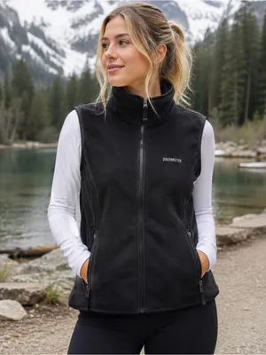 VTG Obermeyer Black Fleece Zip Vest Outdoor Ski Lodge Gorpcore high neck EUC M thumbnail 8