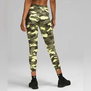 Lululemon Fast and Free High Rise Crop 23" Heritage 365 Camo Green Size 6 thumbnail 2