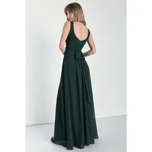 NWT Lulus Sensational Moment Emerald Green Pleated Maxi Dress Bridesmaid Gala XL thumbnail 3