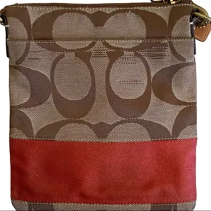 Coach CC Signature Brown Orange Crossbody Purse 10129 thumbnail 3
