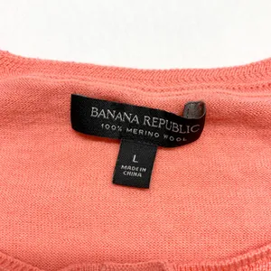 Banana Republic Merino Wool Cardigan‎ Womens Size L Coral Pink Button Up Sweater thumbnail 3