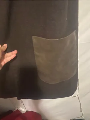 Men's Black Vest Coat with Leather Trim thumbnail 3