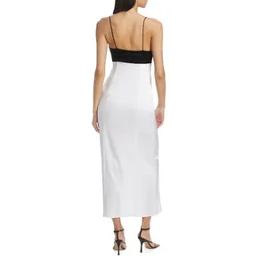 Alice + Olivia NWT Lilita Black & White Satin Maxi Slip Dress‎ Size 4 thumbnail 2