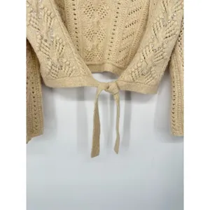 Vintage Beth Bowley Women's Cardigan Y2K Crop Shrug‎ Sweater Beige Small Angora thumbnail 4