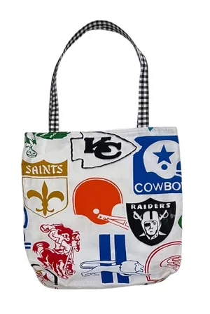 Vintage NFL Team Logo Canvas Tote Bag Retro Football Handmade Handbag thumbnail 1