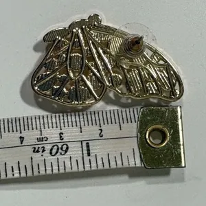 Gold Tone Butterfly Earrings Faux Pearl‎ Inlay Statement Fashion Jewelry thumbnail 7