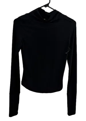Free People Movement Top Womens XS Black Mock Neck Long Sleeve Thumbhole thumbnail 1